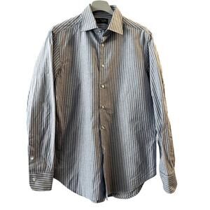 Maker’s Shirt Kamakura 225 Liberty Japan Size 16 35 Striped Blue White Slim Fit
